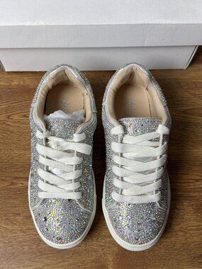 Betsey Johnson Girl's Sidny Lace-Up Rhinestone Platform Sneakers Size 1 *NWD*